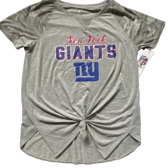 NFL Tops - NFL 'Teens' New York Giants Apparel Front Tie Short Sleeve T-Shirt-Gray- Lg-NWT